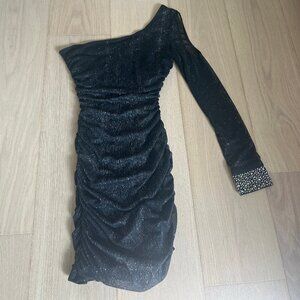 Black sparkly dress off-shoulder dress